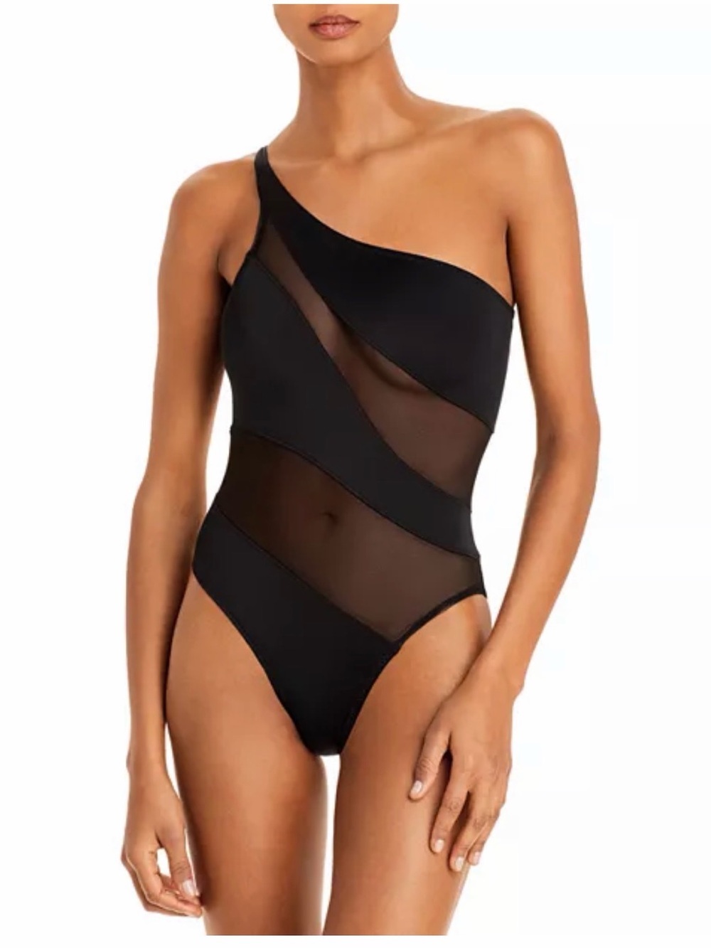 Norma Kamali Illusion Mesh one shoulder one piece, NWT L